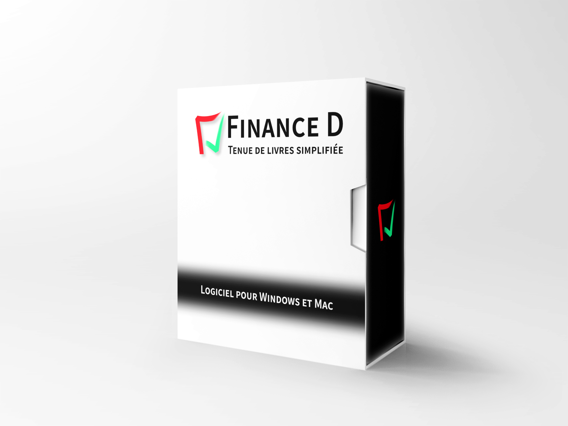 Boîte du logiciel Finance D — Tenue de livres simplifiée: Un logiciel comptable gratuit pour Windows et Mac.