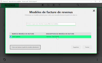 Capture d'écran miniature de l'interface des modèles factures récurrentes