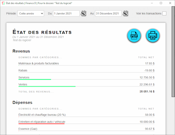Capture d'écran miniature de l'interface de l'État des résultats